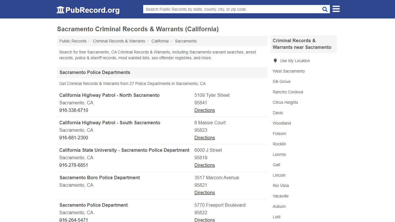 Free Sacramento Criminal Records & Warrants (California ...