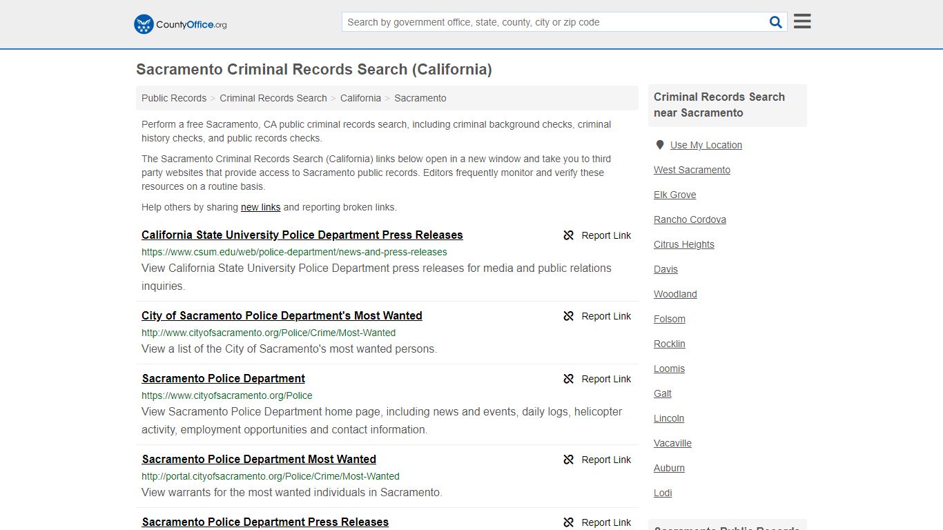 Criminal Records Search - Sacramento, CA (Arrests, Jails ...